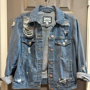 Forever 21 Blue Distressed Jean Jacket